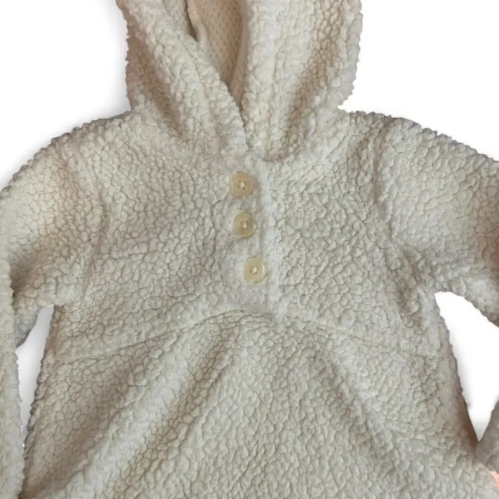 Just One You Carter Cream Faux Sherpa Teddy Hoodie Dress Coquette Baby 9 Months